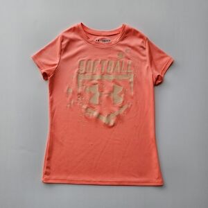 Under Armour Kids Softball Graphic Tee - Coral Peach YSM Youth Small